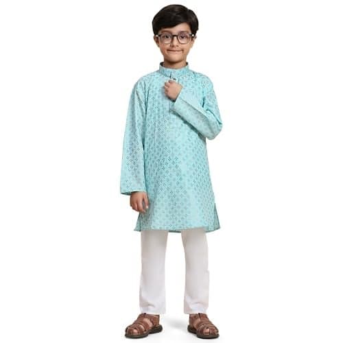 Pro-Ethic Style Developer Boys Cotton Kurta Pajama For Kid's Ethnic Wear | Kurta Pajama set (S-231), 4-5 years, firozi