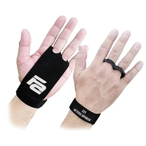 Fit Active Sports Gymnastics Grips for Hand Protection - 2 Finger Grips for Pull Ups, Muscle Ups, Toes to Bar, Cross Training (Large)