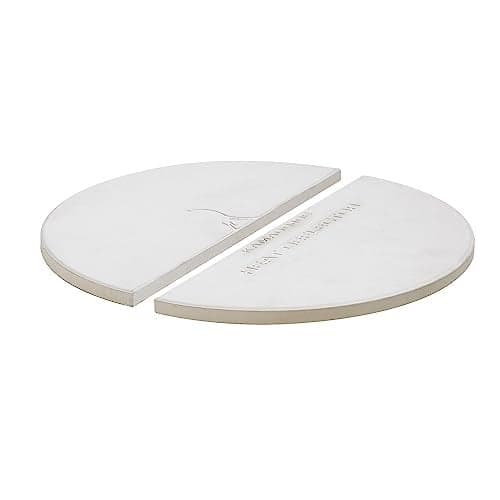 Kamado Joe Indirect Cooking Half-Moon Ceramic Heat Deflector Plates for Big Joe Charcoal Grill and Smokers in White 2-Pack, Model BJ-HDP