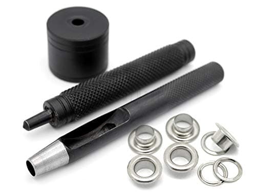 CRAFTMEMORE 5/16" Grommet Tool Kit Eyelet Setting Tool Grommet Setter Hole Punch Cutter & Pack of 100 Grommets (5/16" (8mm) Inside Diameter)