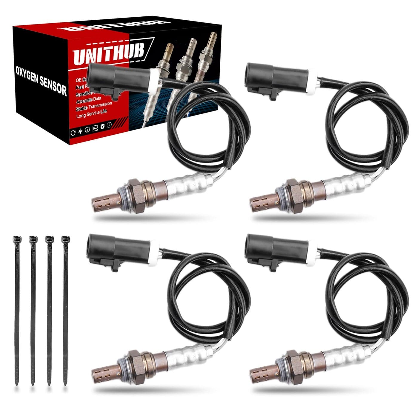 UNITHUB Oxygen Sensor Upstream Downstream Front Rear 2344045 15717 Compatible for Ford Mustang Focus F150 Lincoln Town Car Mercury Mariner Milan Mazda 19902011 Set of 4