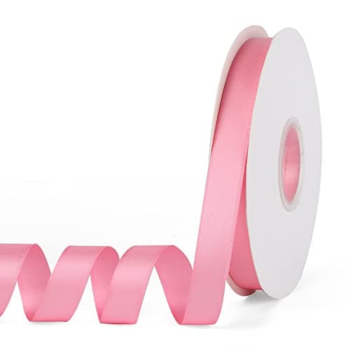 YBLANDEG Satin Ribbon Solid Color Peach Pink 58 inches X 50 YardsDouble Faced Polyester Fabric Ribbon for Gifts Wrapping Wedding Party Hair Crafts Bows DIY Decor Ornaments