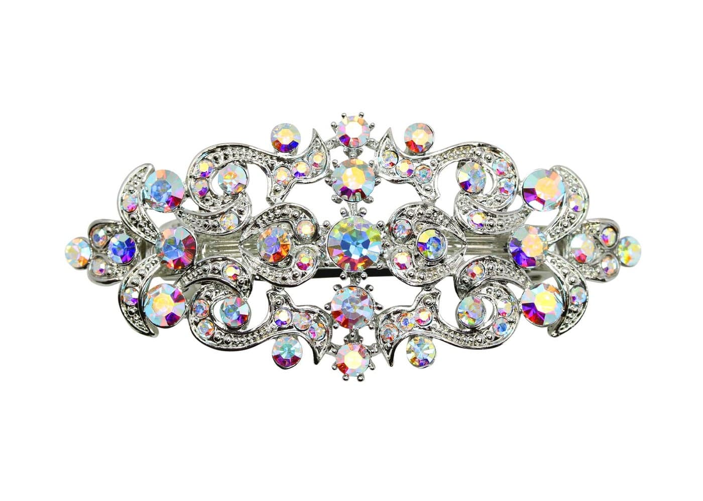 Faship Gorgeous AB Rhinestone Crystal Floral Barrette