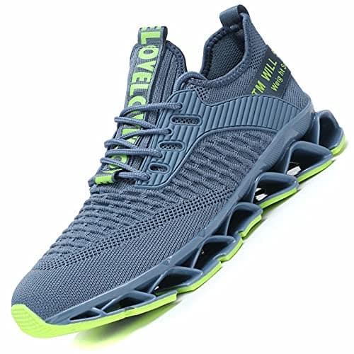 Chopben Men's Running Shoes Blade Non Slip Fashion Sneakers Breathable Mesh Casual Athletic Lightweight Walking Shoes Dark Green 6.5