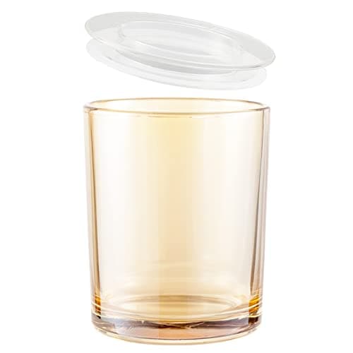 CandMak Candle Jars, 20 Pack 6 OZ Glass Empty Candle Vessels Containers Jars Bulk with Clear Lids for Making Candles (Luxury Champagne)