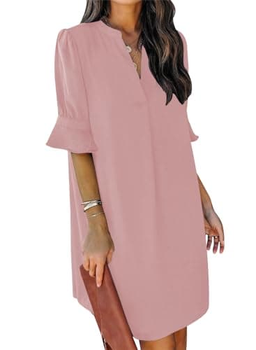 QACOHU Summer Dresses for Women 2025 Casual Loose Sundress Summer Wedding Guest Shift Dress Light Pink L