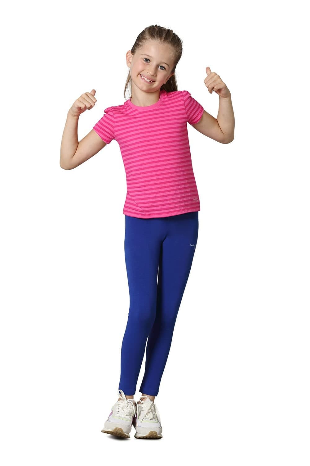 Van Heusen Girls Leggings - Power Plus Cotton Spandex - Power Plus, Super Soft, Stretchable_56301_Sodalite Blue_9-10 Years, Mid Rise