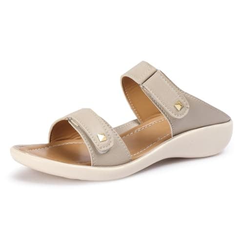 Vendoz Women and Girls Cream Sandals (VDFL52CR-38)