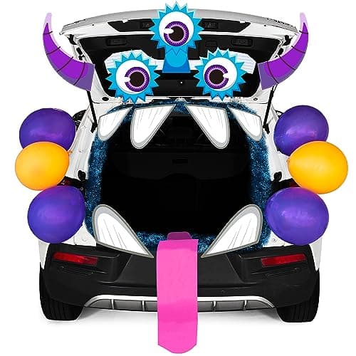 JOYIN Halloween Monster Trunk or Treat Car Decorations Kit for SUV Outdoor Decor Haunted House Vehicle Archway Garage Door Lawn Balloons Strips Party Supplies Cute Scary
