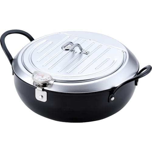 Wahei Freiz TM-9090 Tsubamesanjo Iimonokoji Iron Tempura Pot with Lid, 9.4 inches (24 cm), Thermometer, Induction Compatible, Gas Fryer, Hot Pot, Tempura, Oil Cutter, Made in Japan