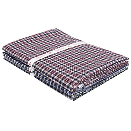 Maharaja Men's Poly Cotton Unstitched 2.5 m Plain Shirt Fabric (Free Size) -Set of 5