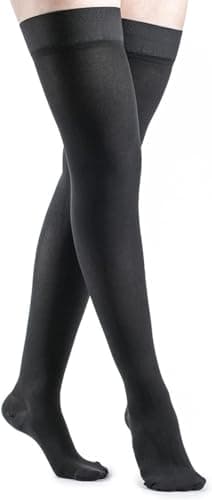 SIGVARIS Womens DYNAVEN Closed Toe ThighHighs wGripTop 2030mmHg Black Large Long