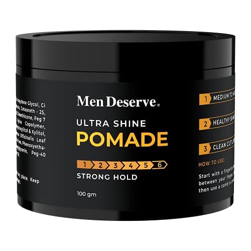 Men Deserve Ultra Shin Pomade for Men - Strong Hold and Wet Look | Free from Paraben, Sulphate, and Petroletum | Enriched with Rosemary Leaf Extract | Water Based Pomade Hair Wax