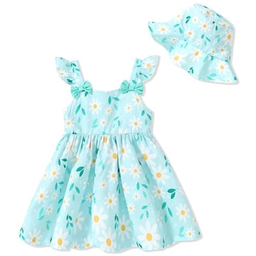 DeeFant Baby Girl Dress 3-6 Months Baby Clothes for Girls Summer Boho Dresses Newborn Infant Flying Sleeve with Sleeveless Flower Sundress