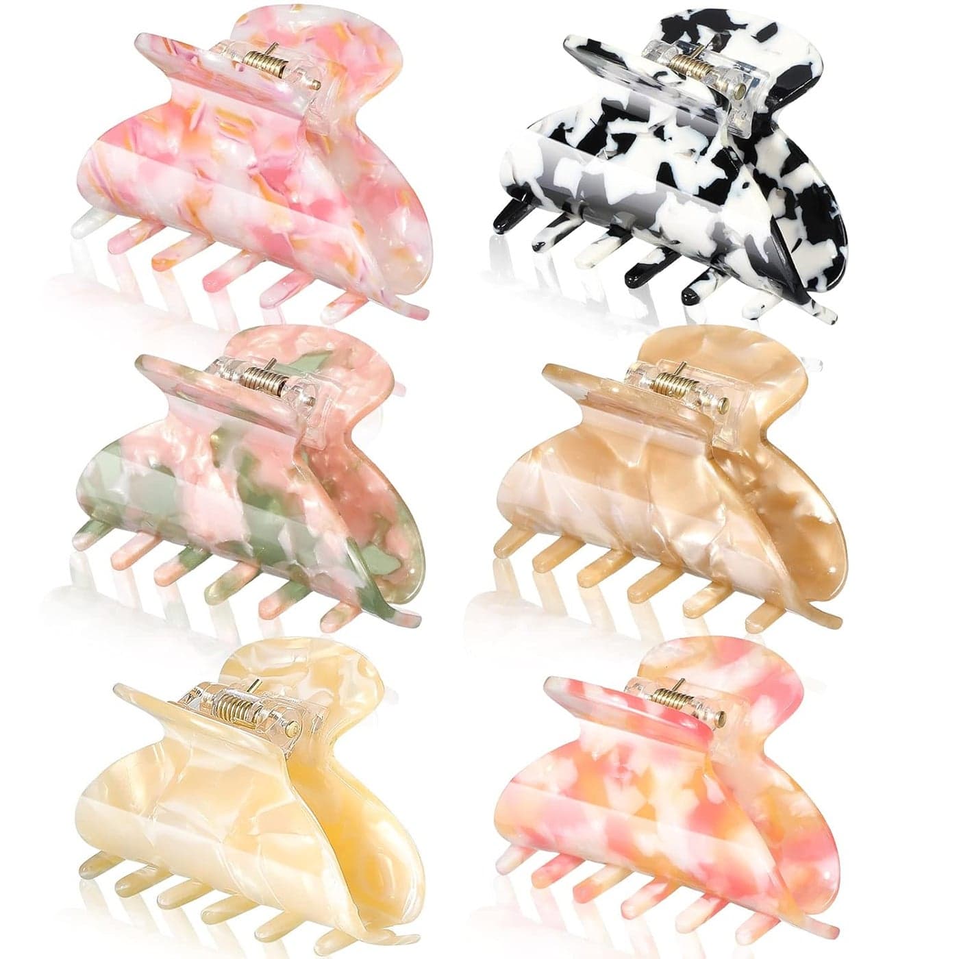 WILLBOND 6 Pieces Medium Hair Claw Clips for Thin Hair 26 Inch Tortoise Shell Clip Banana Jaw Hairpin French Style Barrettes Head Accessories for Women GirlsElegant Patterns