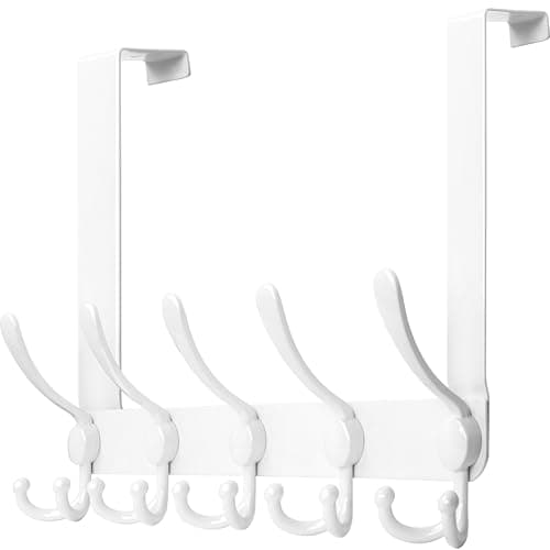 WEBI Over The Door Hooks,Door Hanger,Triple Door Hooks for Hanging Over The Door Towel Rack,Door Coat Hanger,Door Coat Rack for Clothes,Towels,Back of Bathroom,White