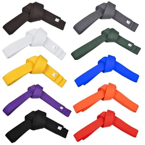 KAADUU Karate Belt, Judo Belt And BJJ Belt For Martial Arts Training, PC Cotton Rank Karate Belt With 8 Row Stitching, Durable Non Fading For Taekwondo Judo Hapkido (Grey, 220)