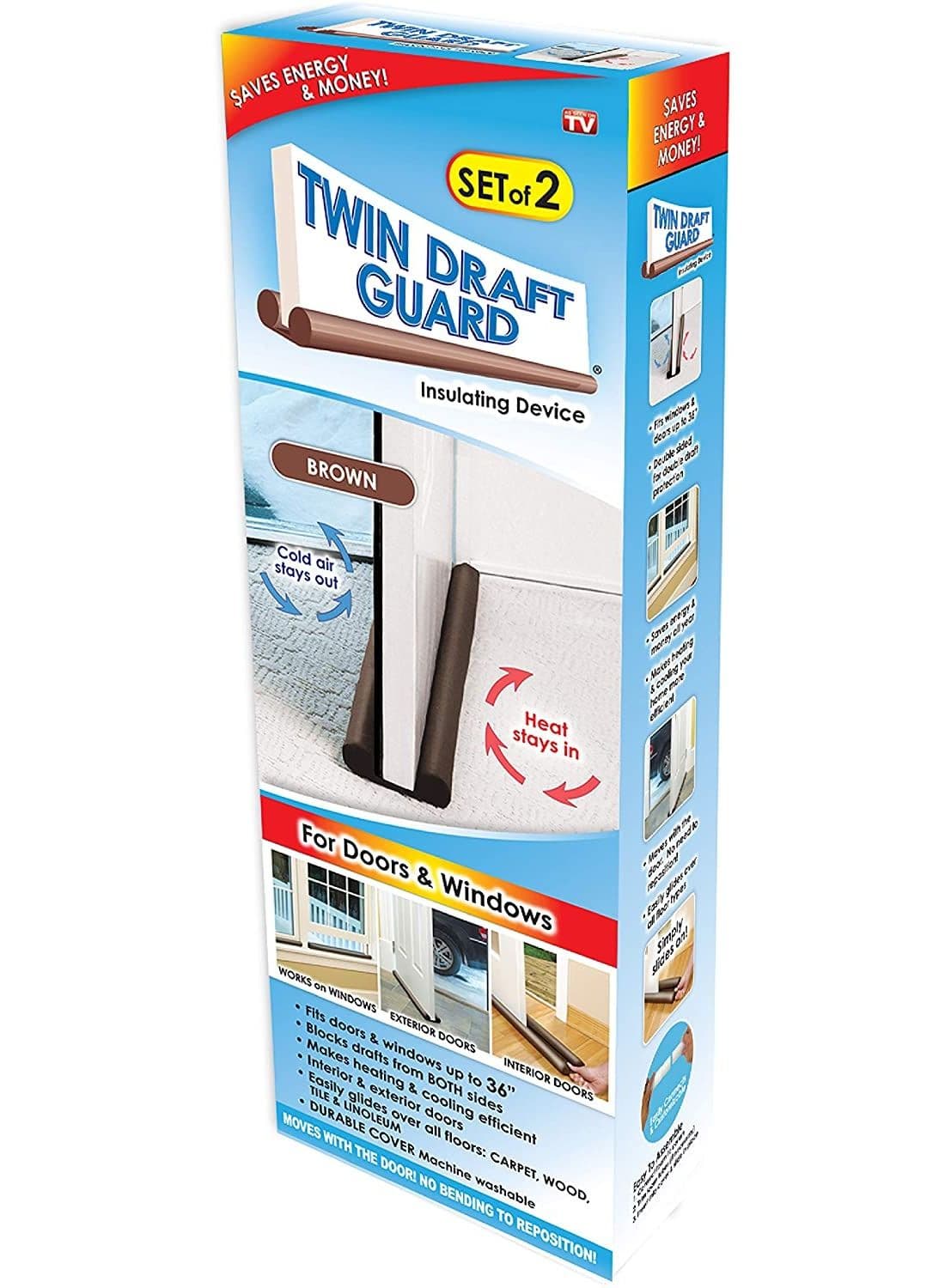 Twin Door Draft Stopper, Under Door Bottom Seal Strip Noise Blocker for Door Insulation and Soundproofing Adjustable Suitable for Interior Doors