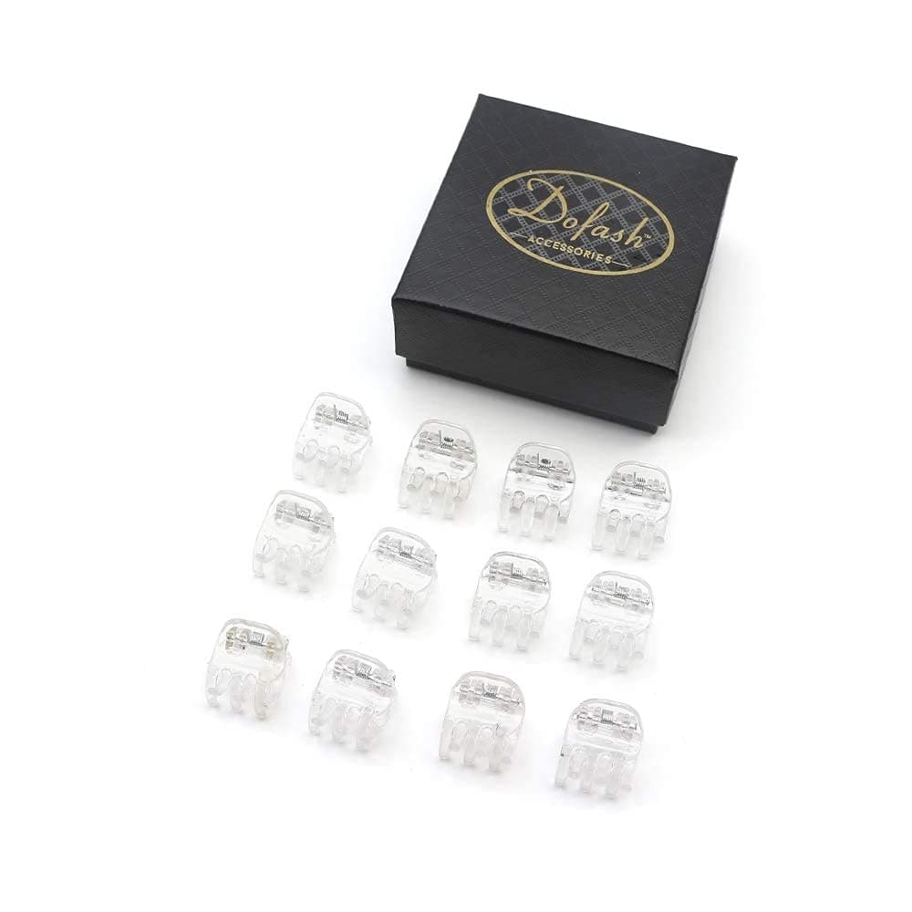 Dofash 12Pcs(Clear) Small Mini Hair Claw Clips Plastic 1.8Cm Hair Accessories For Girls