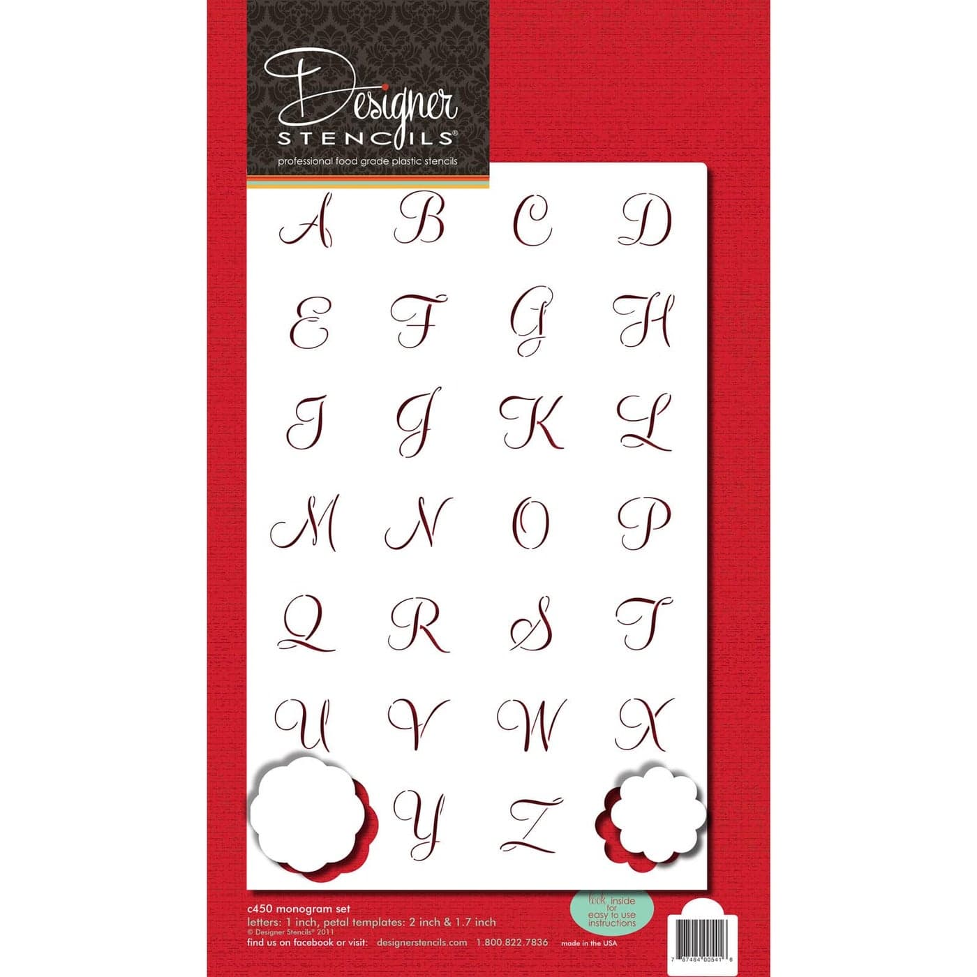 Designer Stencils Emilys Mini Monogram Set Cookie Stencil Beigesemitransparent 1 inch letters