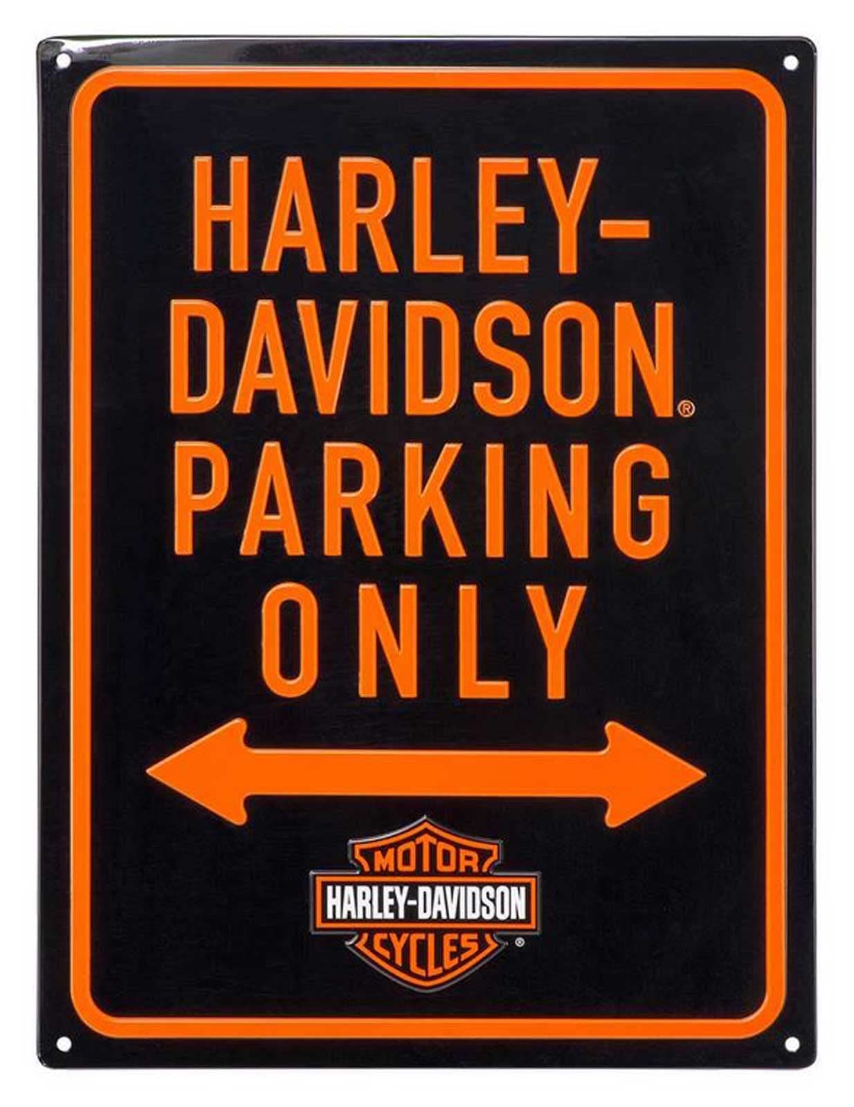 HarleyDavidson Embossed Parking Only BS Logo Tin Sign 12 x 1575 inches