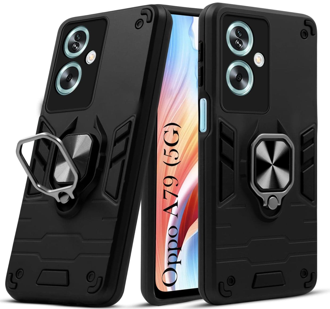 Jkobi Back Cover Case for Oppo A79 5G (Shockproof Polycarbonate Dual Layer Hybrid Armor | Robust Black)