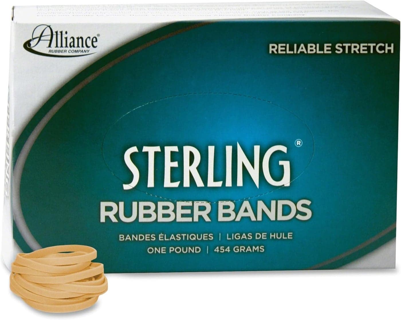 Alliance Rubber 24305 Sterling Rubber Bands Size 30 1 lb Box Contains Approx 1500 Bands 2 x 18 Natural Crepe Beige