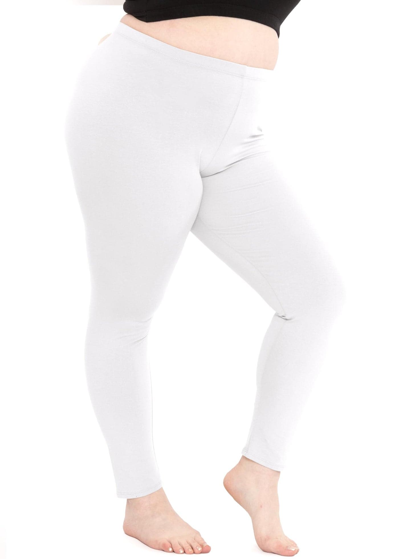 Women's Cotton Full Length Leggings White 3X