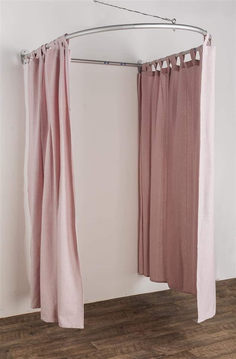 Displays2go Retail Dressing Room Kit SemiCircle Aluminum Curtain Rod Wall Mount Silver SMDRF4860