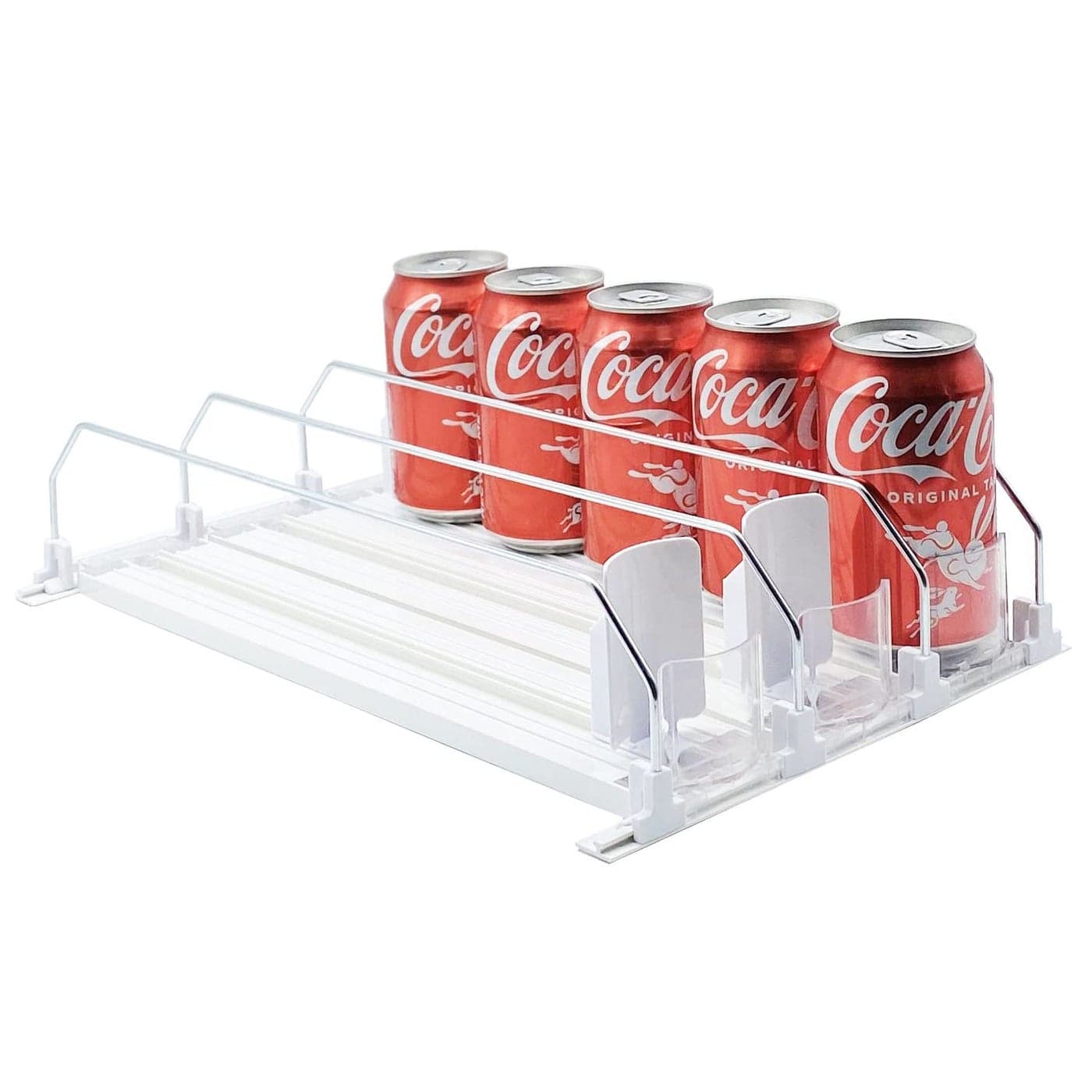 Drink Organizer for FridgeWhite Automatic Pusher Glide12oz 16oz 20ozSoda Dispenser for FridgeHolds up to 15 Cans