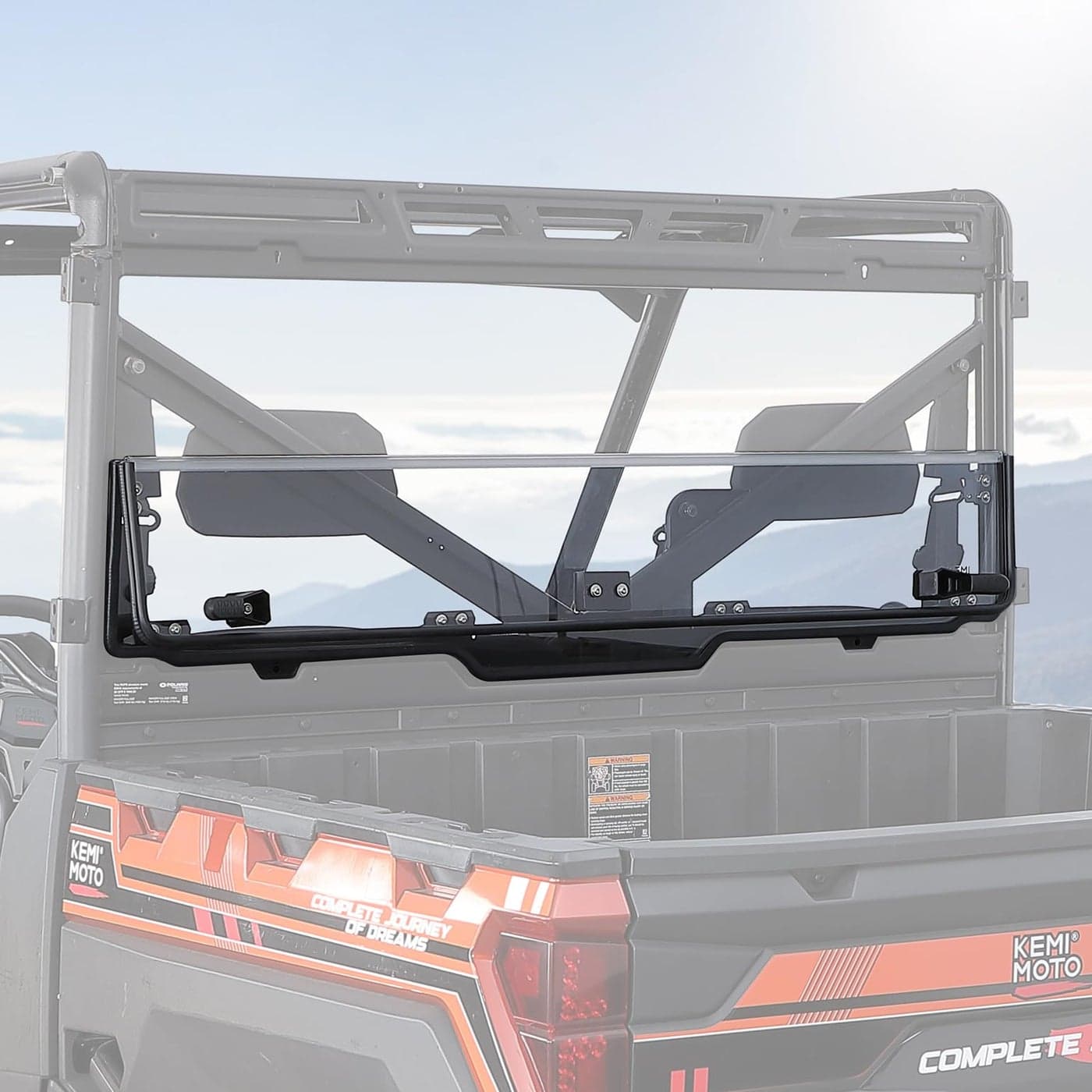 KEMIMOTO 2-IN-1 Foldable Vented Rear Window for Polaris Ranger XP 1000/Crew (2017-2025)