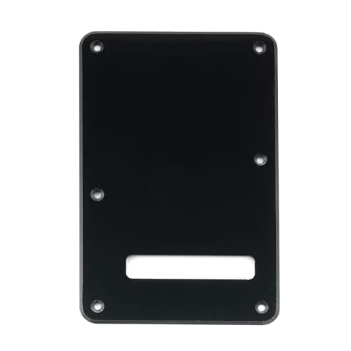 Musiclily 6 Hole Strat Back Plate Tremolo Cavity Cover Backplate for Fender USA/Mexico Made Standard Stratocaster Modern Style Electric Guitar,1 Ply Black