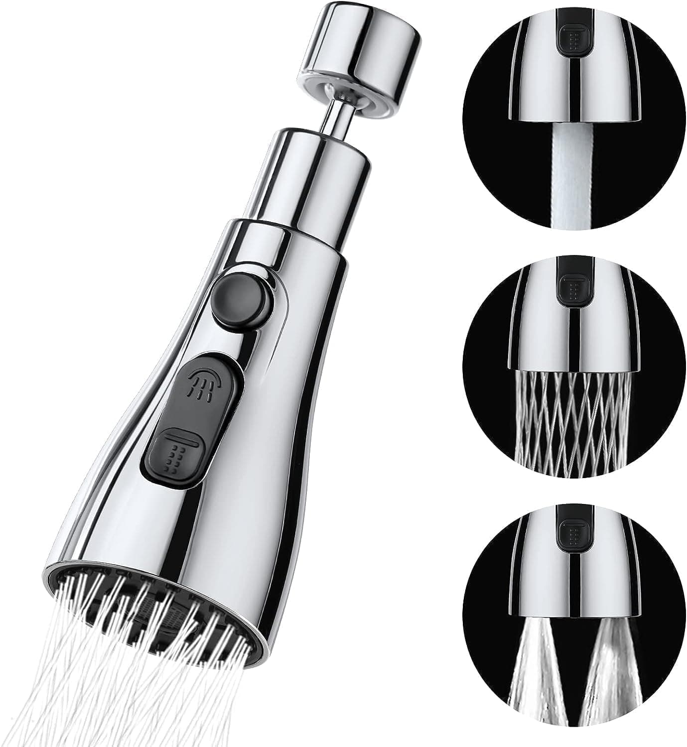 KESI Kitchen Faucet Head Replacement Kitchen Sink Faucet Parts Pull Down Faucet Sprayer Head Nozzle Stream Spray and Pause Mode Can Rotate 360with 3 ModesFaucet with Nozzle
