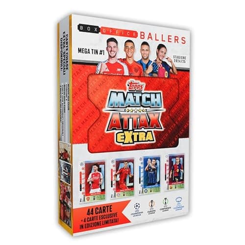Topps Match Attax Extra 2025 Mega Tin 48 Cards Including 4 Exclusive LE Cards Look Out for relic Cards Inside Lucky tins
