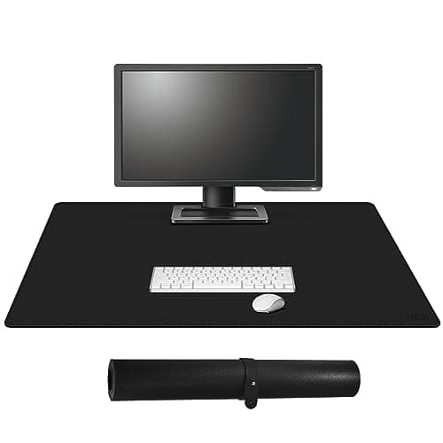Cacoy 36 x 20 Leather Desk Mat for Home Office Extra Large PU Leather Desk Pad Blotters Waterproof Computer Keyboard Mat Extended Gaming Mouse Pad Desk Protector for Desktop and PC Laptop Black