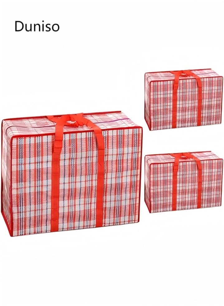 3-Pack Moving Bags, Sturdy And Durable Laundry Storage Bags, Foldable Large Capacity Woven Bags, Reusable, Suitable For Moving, Blankets, Clothes, Groceries, Etc., 78 * 55 * 25 Cm.