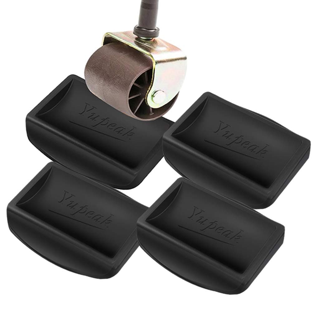 Yupeak Bed Stopper Furniture Stopper Caster Cups fits to All Wheels of Furniture Sofas Beds Chairs Furniture Cups Made up of Solid Silicone and Prevents Scratches 4 PackBlack