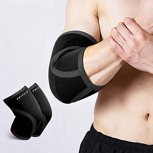 PRIVFIT 7mm Elbow Sleeves Support & Compression for Weightlifting, Powerlifting, Cross Training & Tennis