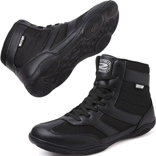 Wrestling Shoes Men Boxing Shoe for Mens Weightlifting Powerlifting Deadlift Squatting High Top Fitness Zero Drop Black