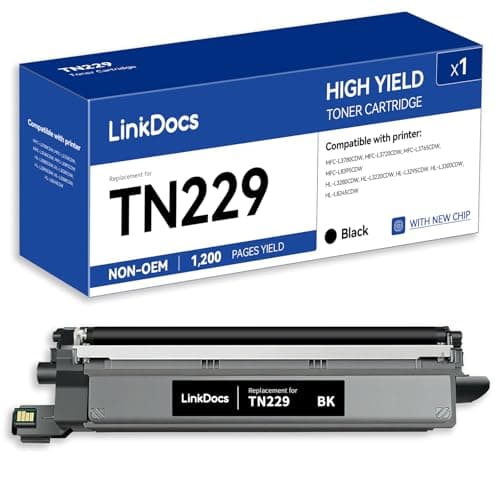 LinkDocs TN229BK Black Compatible Toner Cartridge Replacement for Brother TN-229 TN229XL TN-229XL BK Work for Brother HL-L3280CDW HL-L3220CW MFC-L3720CDW MFC-L3780CDW Printers