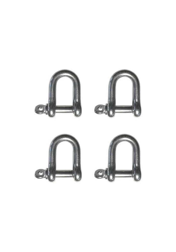 4 Pieces Stainless Steel 316 Forged D Shackle Marine Grade 1/4" (6mm) Dee
