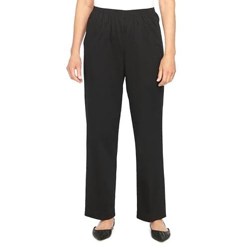 Alfred Dunner Women’s All Around Elastic Waist Cotton Short Twill Pants - Pull-On Style, Classic Cut, Figure Flattering Relaxed Fit, Black, 16