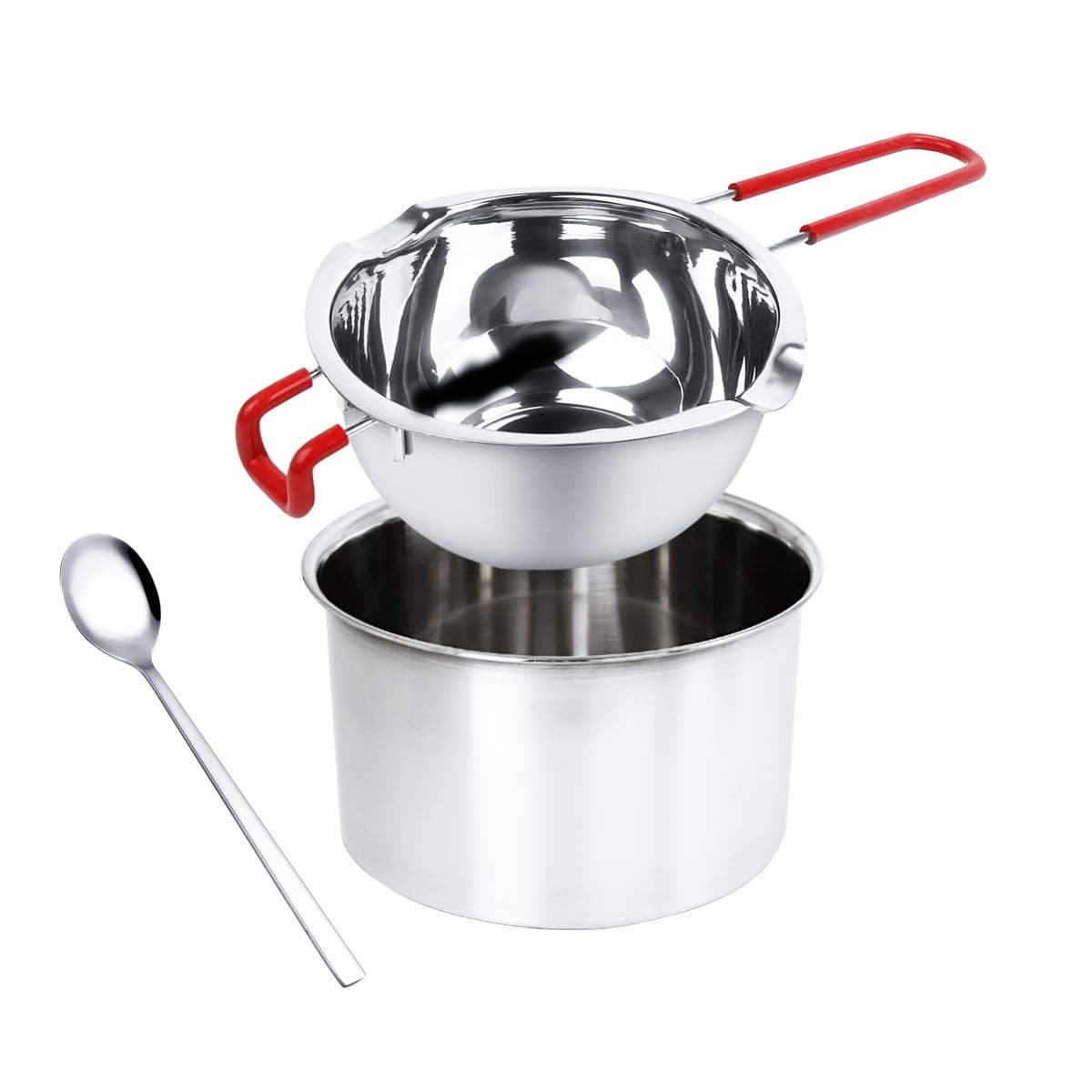 2 Pack Stainless Steel Double Boiler Pot Chocolate Melting Pot Soap Candle Candy Making Tool Kit Wax Melting Heat Proof Bowl for Melting Chocolate Butter Cheese Caramel Candy Candle Wax