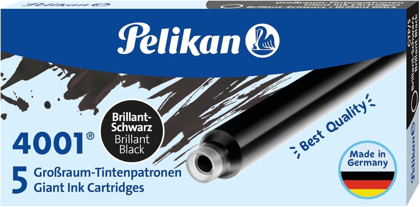 PELIKAN 4001 GTP5 Ink Cartridges for Fountain Pens Brilliant Black 14ml 5 Pack 310615
