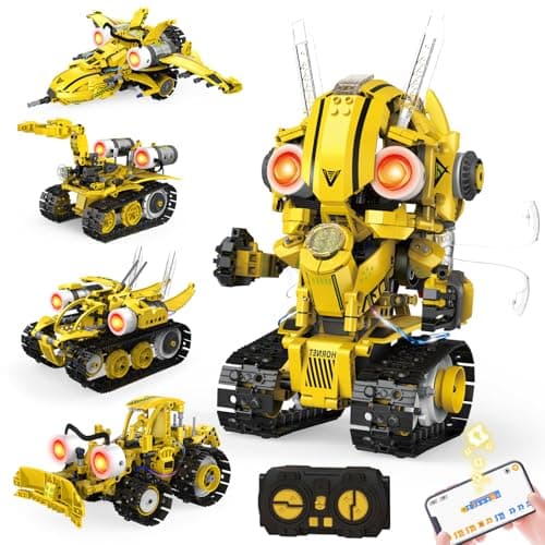 HPROMOT 5in1 STEM Robot Building Kit for Kids Ages 816 Remote App Controlled Rechargeable Engineering Learning DIY Coding Toy Educational Building Blocks Gift for Girls Boys 673 PCS