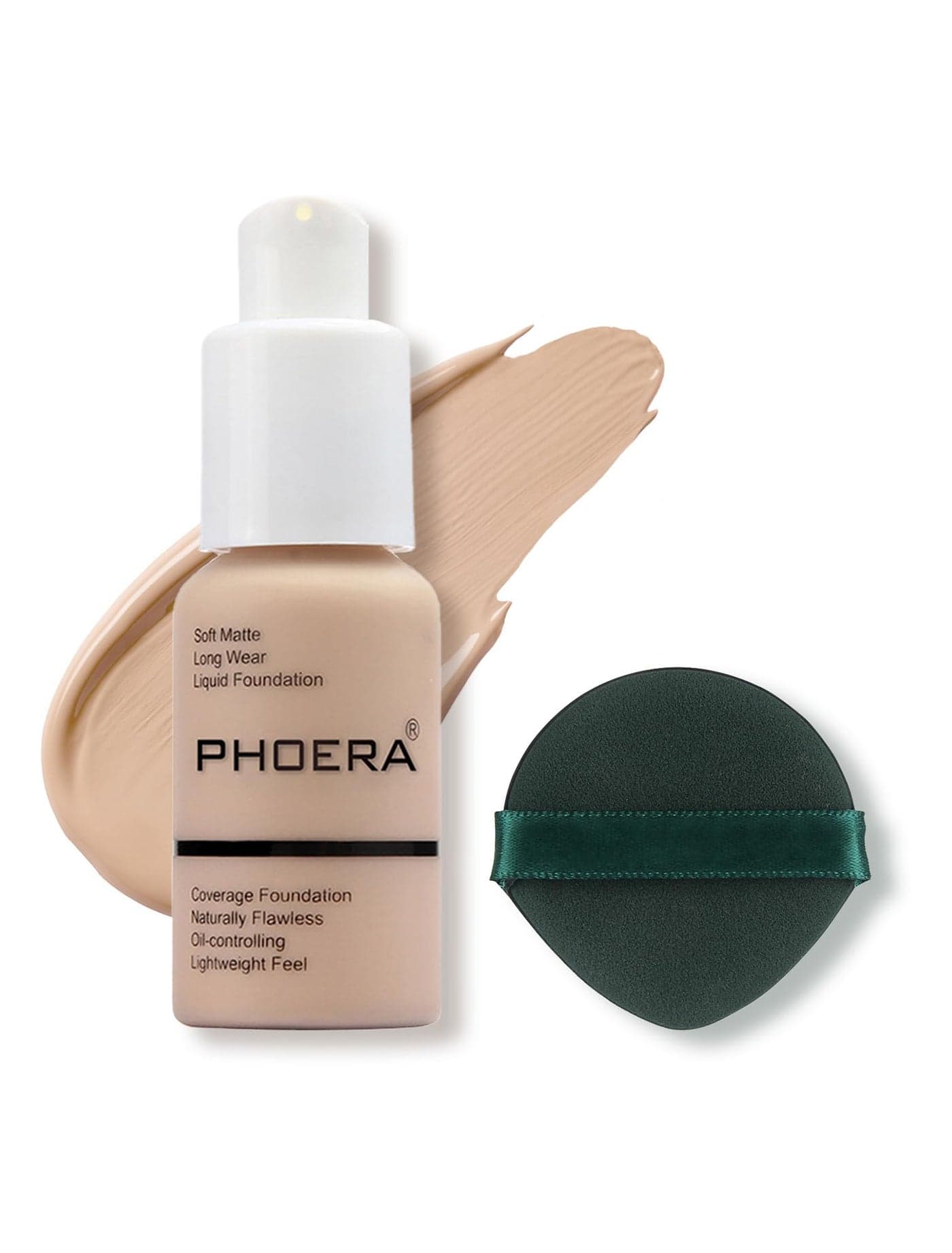 PHOERA Foundation Makeup Flawless Soft Matte Oil Control Liquid Foundation Full Coverage Mattle OilControl Concealer for Older Women Great Choice For Gift 102 Nude