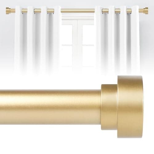 Gold Curtain Rods for Windows 66 to 120 Inch(5.5-10ft), 1 Inch Diameter Heavy Duty Curtain Rods, Adjustable Curtains Rod, Modern Decorative Drapery Rod, 30-120" Brass Gold