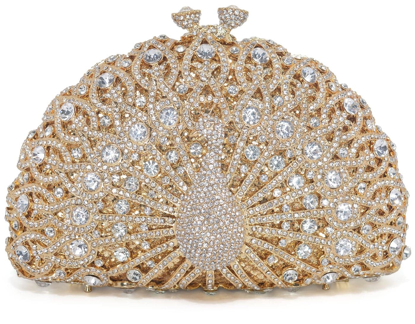 MOSSMON Peacock Luxury Rhinestone Crystal Evening Clutch Bag Sparkly Bride Wedding Party Purses for Women