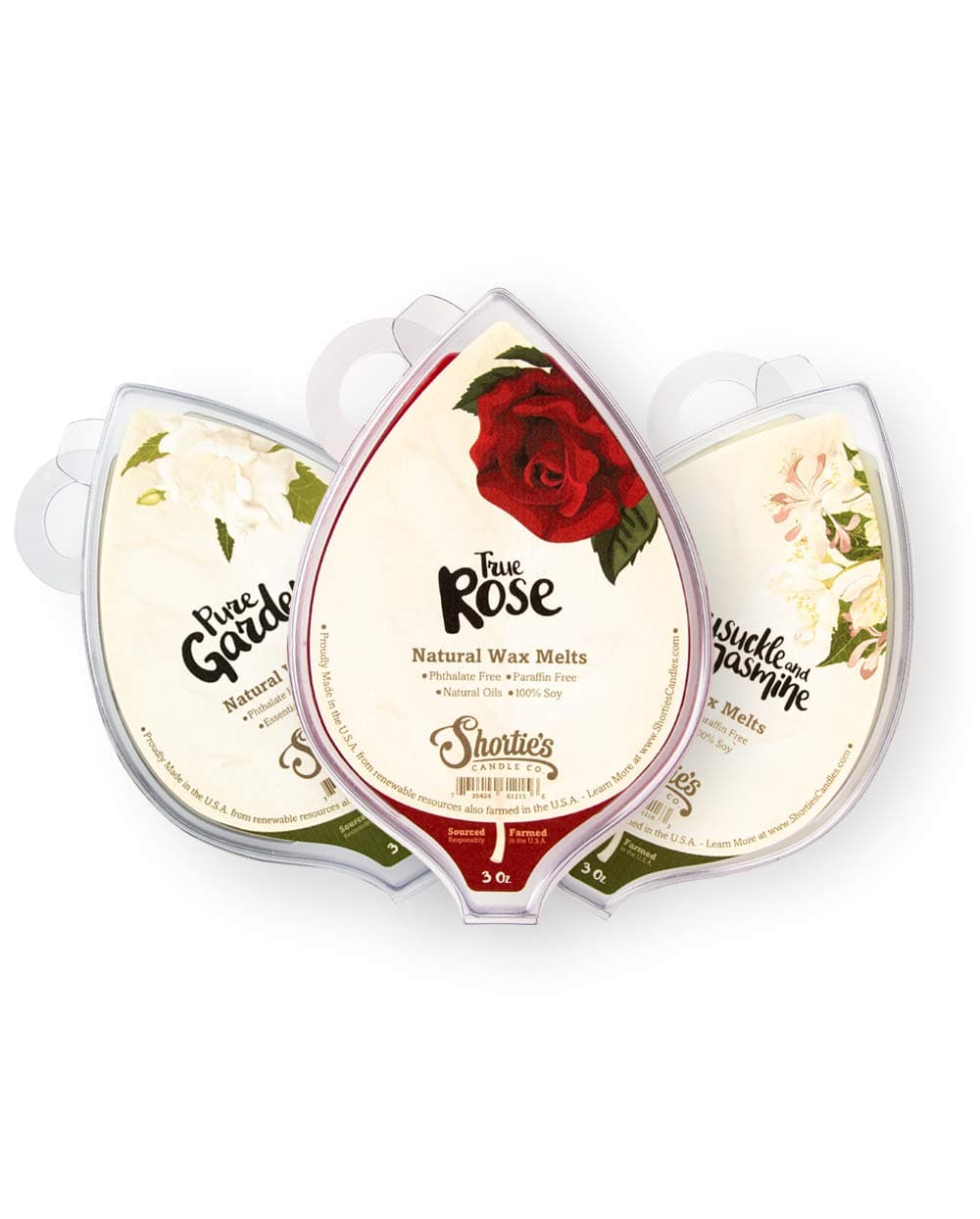 Shorties Candle Company Natural Floral Soy Wax Melts Variety Pack 3 Highly Scented 3 Oz Bars Gardenia True Rose Honeysuckle Jasmine Soy Essential Oils Phthalate Paraffin Free Vegan