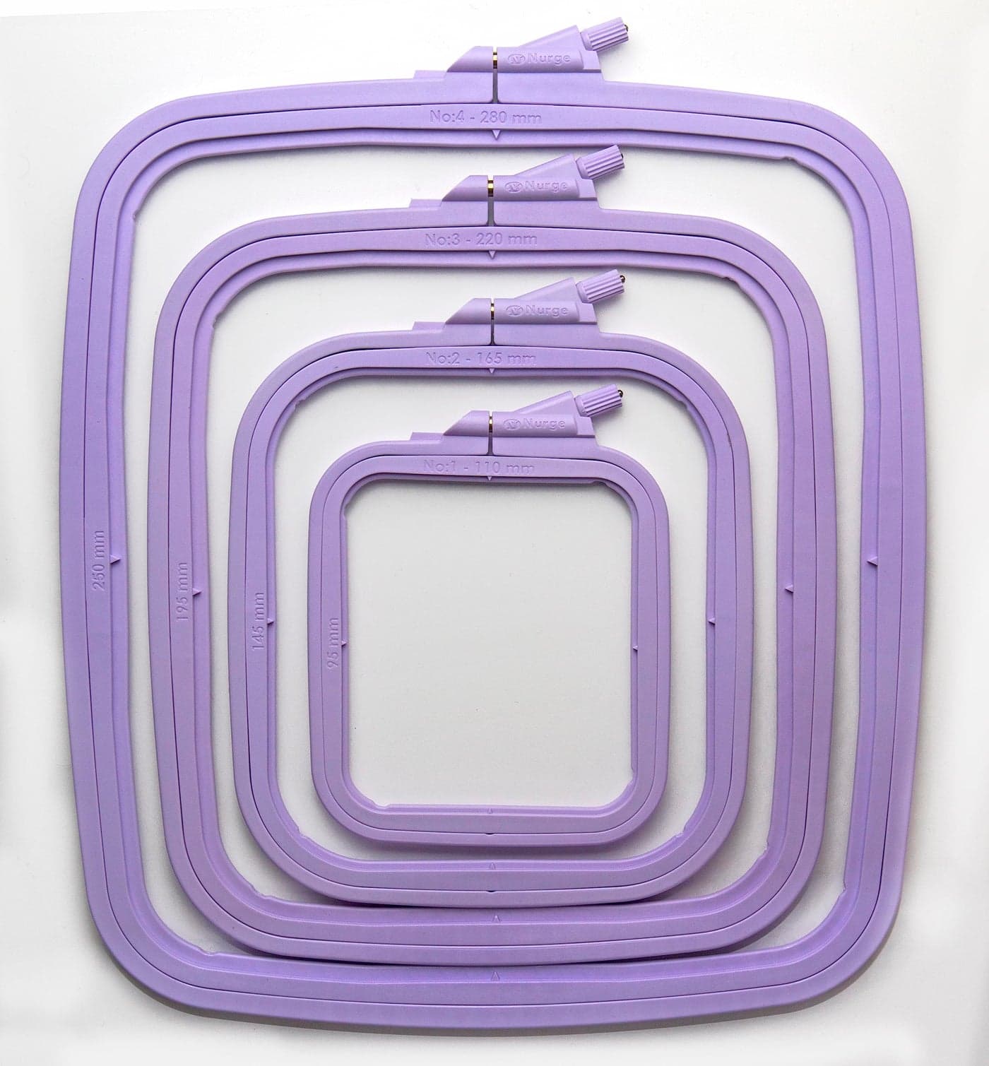 Nurge Lilac 4 Pcs Set Plastic Square Embroidery Hoop Cross Stitch Hoops Punch Needle Hoop DIY Craft SewingABS Plastic Embroidery Hoops